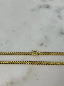 14k Yellow Gold Plated Over 925 Sterling Silver 5mm Miami Cuban Chain Box Lock
