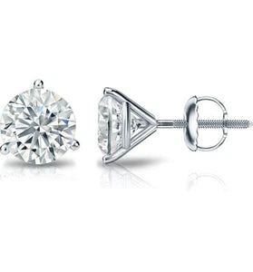 2.02 Ct E VS1 Round Lab Grown Platinum Diamond Stud Earrings IGI Certified