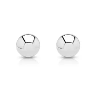 14k Solid White Gold Ball Stud Earrings Top Quality High Polish With 14k Backs