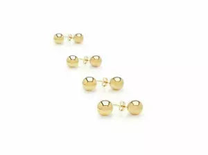 14K Yellow Gold High Polish Ball Stud Earrings 3mm - 8mm - Top Quality