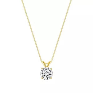 1/2 Ct Round Cut Real Diamond Solitaire Pendant Necklace 14k Yellow Gold