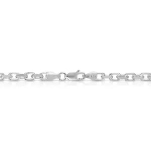 3mm Solid 925 Sterling Silver Italian Anchor Link Cable Chain, Made In Italy
