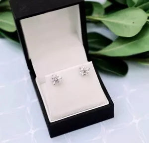 14K White Gold Martini Earrings IGI Round 2 Ct Lab Grown Diamond Stud D VS1
