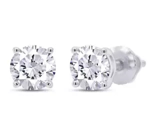2.00 Ct D VVS2 Round Cut Lab Grown Diamond Stud Earrings 14k Screw Backs IGI