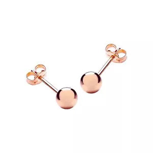 14K Rose Gold Ball Stud Earrings - Genuine Gold - 4mm - Made In USA