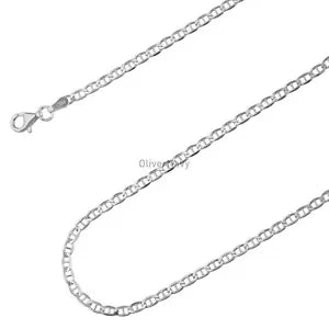925 Sterling Silver 3mm Mariner Italian Chain Necklace 925 16''-30''