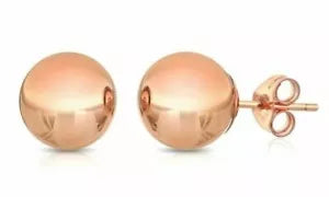 14K Rose Gold Ball Stud Earrings 3mm,4mm,5mm,6mm,7mm,8mm - New - Made In USA