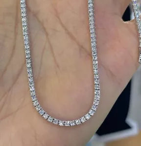 6.50 Ct Lab-Grown D VS Diamond Set Women Tennis Necklace In 14k White Gold 16''
