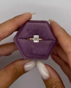 1.00 Ct F VS1 Emerald Cut Solitaire Lab Grown Diamond Ring IGI Certified 14 Gold