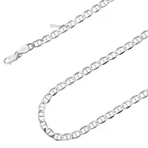 925 Sterling Silver 6.5mm Anchor Mariner Italian Chain Necklace - Italian