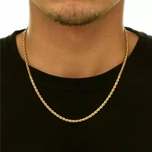 14k Gold Plated Over 925 Sterling Silver Italian Rope Chain Diamond Cut 1.2mm