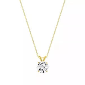 Natural Diamond Solitaire Pendant Necklace In 14k Yellow Gold Color G-I