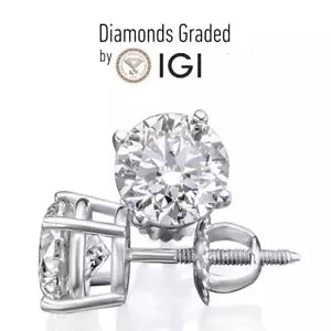 2.00 CTW Diamond Pair of Stud Earrings 14K Gold - D VVS2 Lab Grown CVD IGI