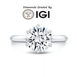 Certified E/VS 1 Ct - 4 Ct Diamond Solitaire 14k Gold Engagement Ring Lab Grown