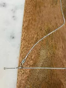 Solid 925 Sterling Silver Adjustable Box Chain Necklace 1.5mm Sliding Chain