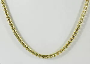 14K Yellow Gold Plated Over 925 Sterling Silver Diamond Cut Round Box 1.3mm