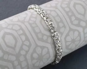 6mm Solid .925 Sterling Silver Flat Domed Byzantine Chain Bracelet 7'' 7.5'' 8''