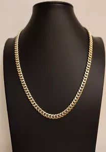 Mens 14k Gold Plated Solid 925 Sterling Silver Miami Cuban Chain 6.5mm Necklace