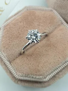 Lab Grown 1 Ct Round IGI Certified Diamond 14K Gold Six Prong Wedding Ring D VS1