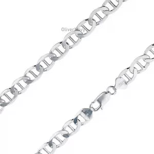 Mens Womens Solid 925 Sterling Silver Mariner Chain Necklace Italy 9.00mm - New