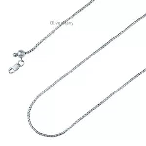 925 Sterling Silver Rhodium Adjustable Round Box Link Chain 1.5mm