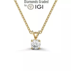 IGI Lab Grown Diamond E VVS2 1.50 CT Round Solitaire Pendant Necklace 14K Gold