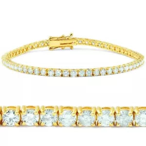 Mens Womens 3mm 1 Row Iced CZ Tennis Bracelet 14K Yellow Gold Plated