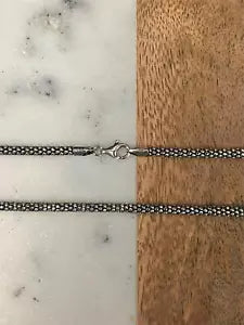 Solid 925 Oxidized Sterling Silver Italian 4.5mm Popcorn Coreana Chain