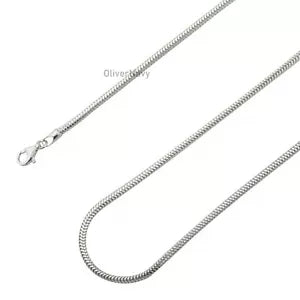 Solid Sterling Silver Italian SNAKE Chain Necklace Real 925 2mm - Round Snake