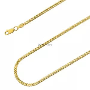14K Gold Plated Over Solid 925 Sterling Silver Men's Miami Cuban Chain 3mm Italy