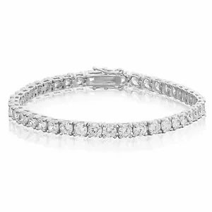 Womens 4mm 1 Row Iced CZ Tennis Bracelet Necklace White Gold Plated