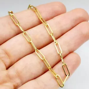 14K Yellow Gold 4mm Paperclip Link Chain Necklace, Elongated, 16'' 18'' 20''