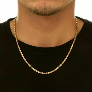 14k Gold Plated Over 925 Sterling Silver Italian Rope Chain Diamond-Cut 2.0mm