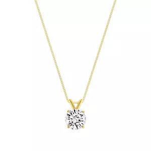 Lab Grown Diamond Solitaire Pendant Necklace In 14k Yellow Gold Color D-E VS1