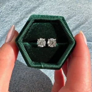 Diamond Stud Earrings 3 Carat Lab Grown Solitaire D VVS2- 14k Gold - IGI