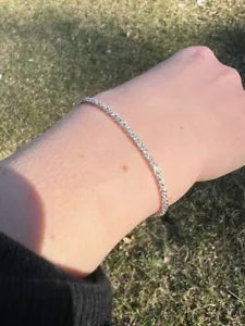 925 Sterling Silver Sparkle Chain Rope Margarita Rock Bracelet Anklet 2.5mm