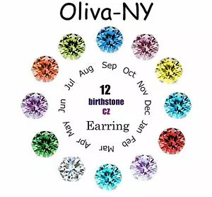 14k Yellow Gold 5mm Cubic Zirconia Birthstone Stud Earrings Basket Setting