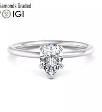IGI Certified 1.00 Carat Pear Shape Lab Grown Diamond Engagement Ring 14k E/VS1
