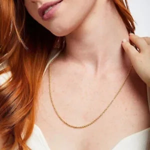 10K Solid Yellow Gold Necklace Rope Chain Women 16