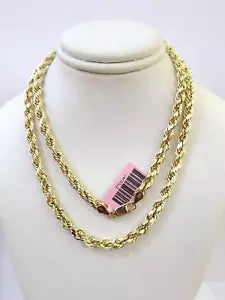 14K Yellow Gold Diamond Cut Rope Chain Necklace 5mm - Unisex ALL Sizes