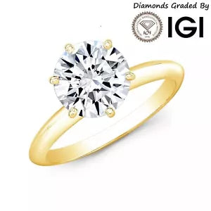 Certified E/VS 1 Ct - 4 Ct Diamond Solitaire 14k Gold Engagement Ring Lab Grown