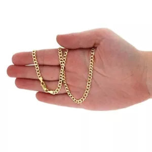 10K Yellow Gold Diamond Cut White Pave Cuban Necklace Anklet 3.5mm
