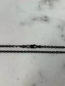 925 Sterling Silver Black Rhodium Anchor Forzata Link Cable 2.5mm Chain