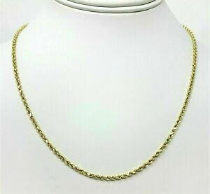 14K Yellow Gold Necklace Gold Hollow Rope Chain 1.8 mm 16''-30'' Genuine