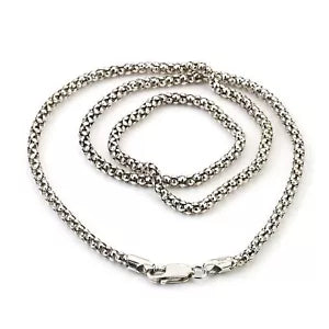 Solid 925 Oxidized Sterling Silver Italian Popcorn Coreana Chain 2.5mm