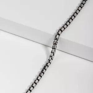 925 Sterling Silver Oxidized 2.6mm Italian Round Box Chain Necklace Italian Made