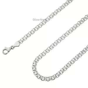 925 Sterling Silver Bismark Chain 5mm Necklace Italian New