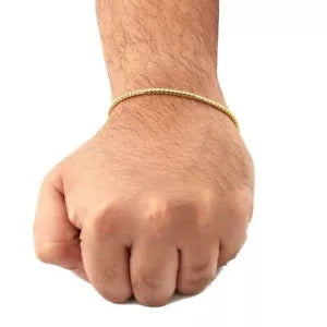 Real 10K Yellow Gold 1.3mm-1.6mm Wheat Franco Chain Bracelet 8''