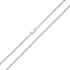 925 Sterling Silver Ball Bead Chain Necklace .925 Italy 2.2mm - All Sizes