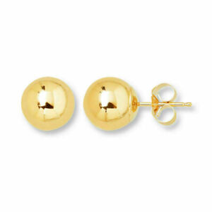 14K Solid Yellow Gold Ball Stud Earrings – 14kt (2mm to 12mm)